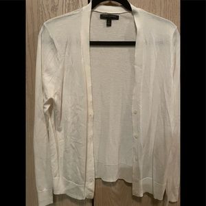 Women’s White Cotton Blend White Cardigan Size L Large